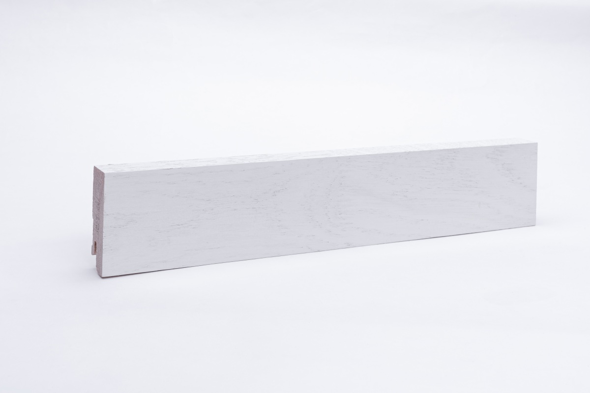 14m Plinthe en bois véritable carré 60 mm opaque blanc laqué