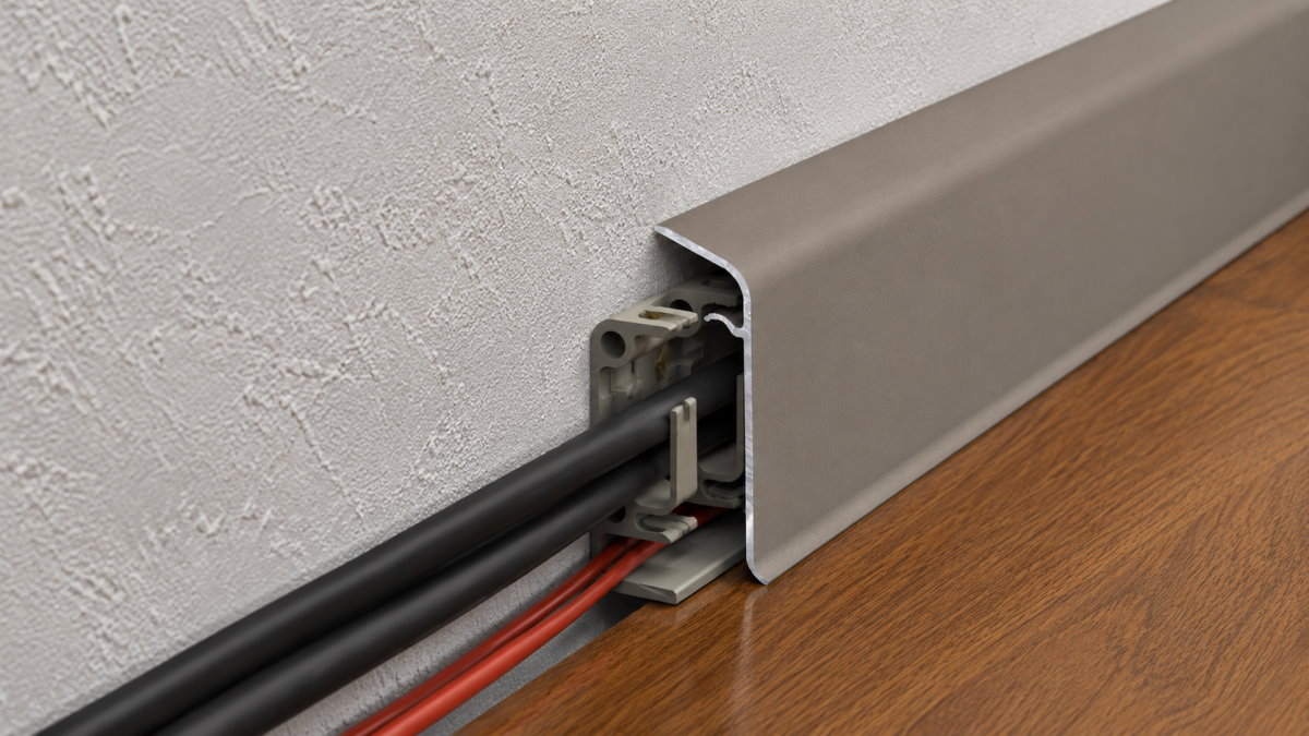 Rodapiés de metal para el montaje de cables - acero inoxidable mate