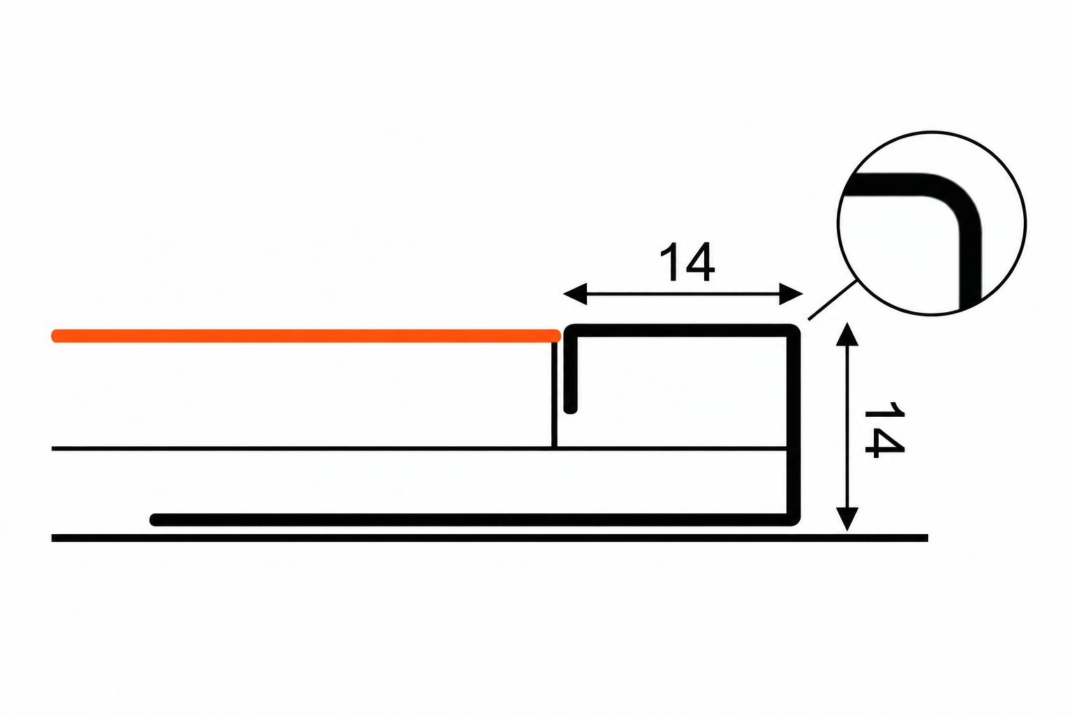 Perfil cuadrado de acero inoxidable «tipo Q» de 14 mm - Pulido