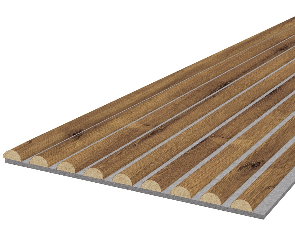 Échantillon WAVE - Chêne rustique - Feutre acoustique Gris