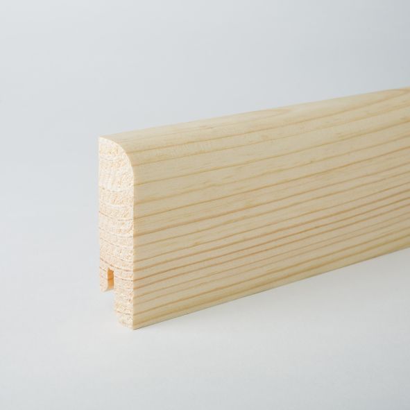 Plinthe en bois véritable avec arrondi bord avant 80mm pin naturel