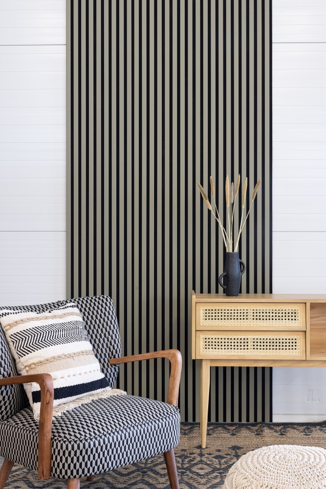 Acoustic+ Akustikpaneel Olive 2400 x 600 mm - Akustikfilz Schwarz