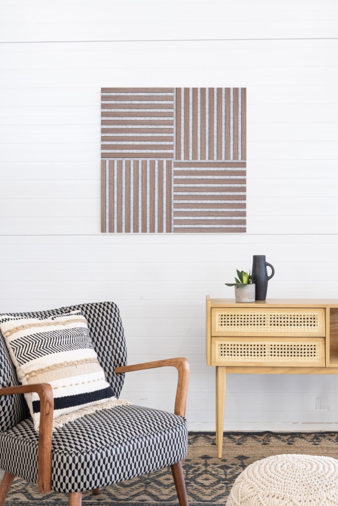 Acoustic+ Akustikpaneel Eiche Dunkel 400 x 400 mm - Akustikfilz Grau