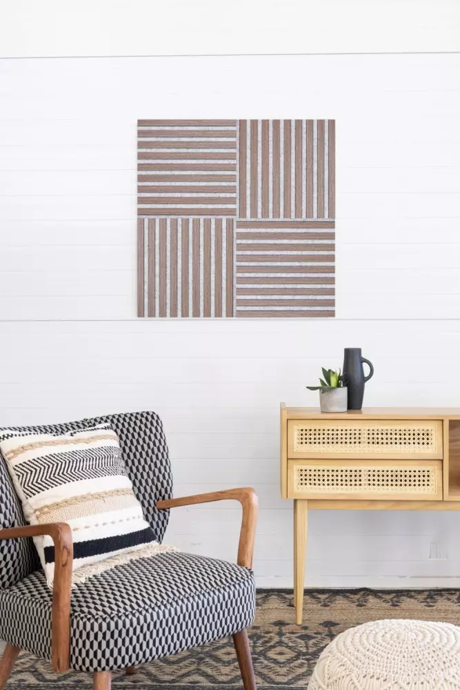 Akustikpaneel 400 x 400 mm Eiche dunkel - Akustikfilz Grau - Wandverkleidung