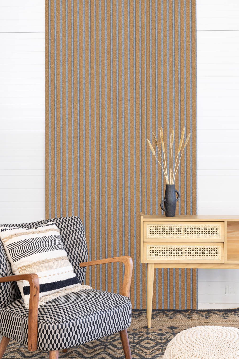 Acoustic+ Premium Akustikpaneel Kork Fein 2600 x 400 mm - Akustikfilz Grau