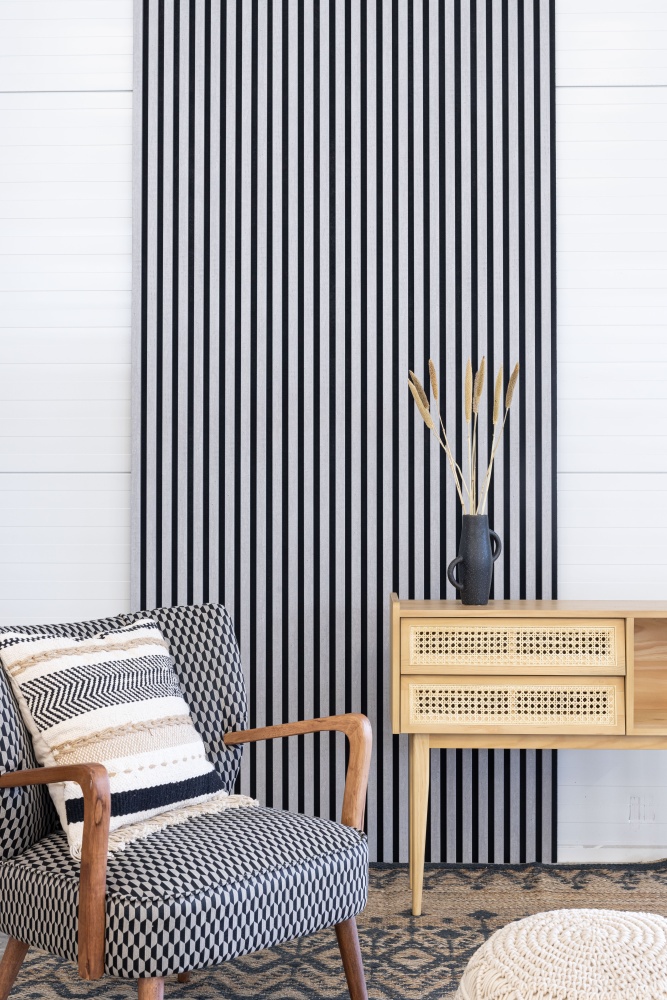 Acoustic+ Akustikpaneel Beton 2400 x 600 mm - Akustikfilz Schwarz