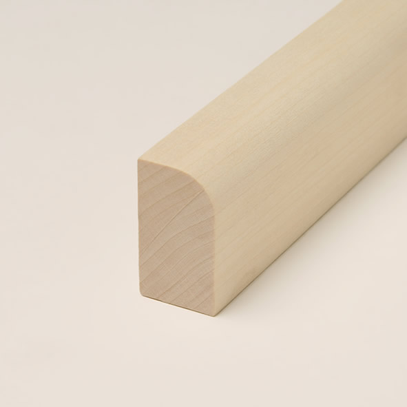 Plinthe en bois véritable avec arrondi bord avant 40 mm érable naturel