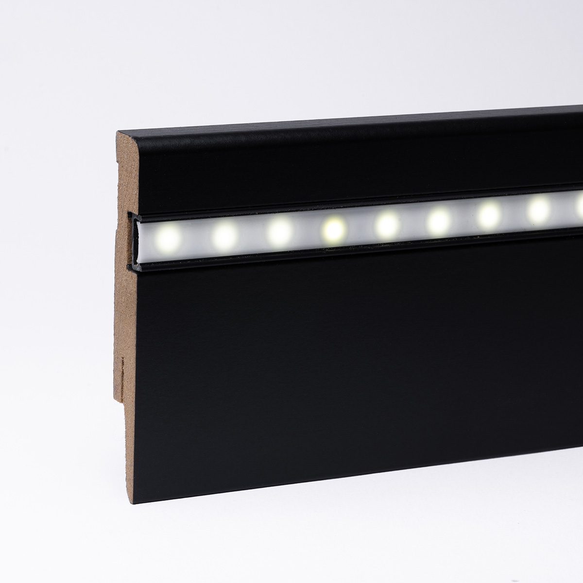 Plinthe LED - Profilé de Weimar 100 mm MDF - noir