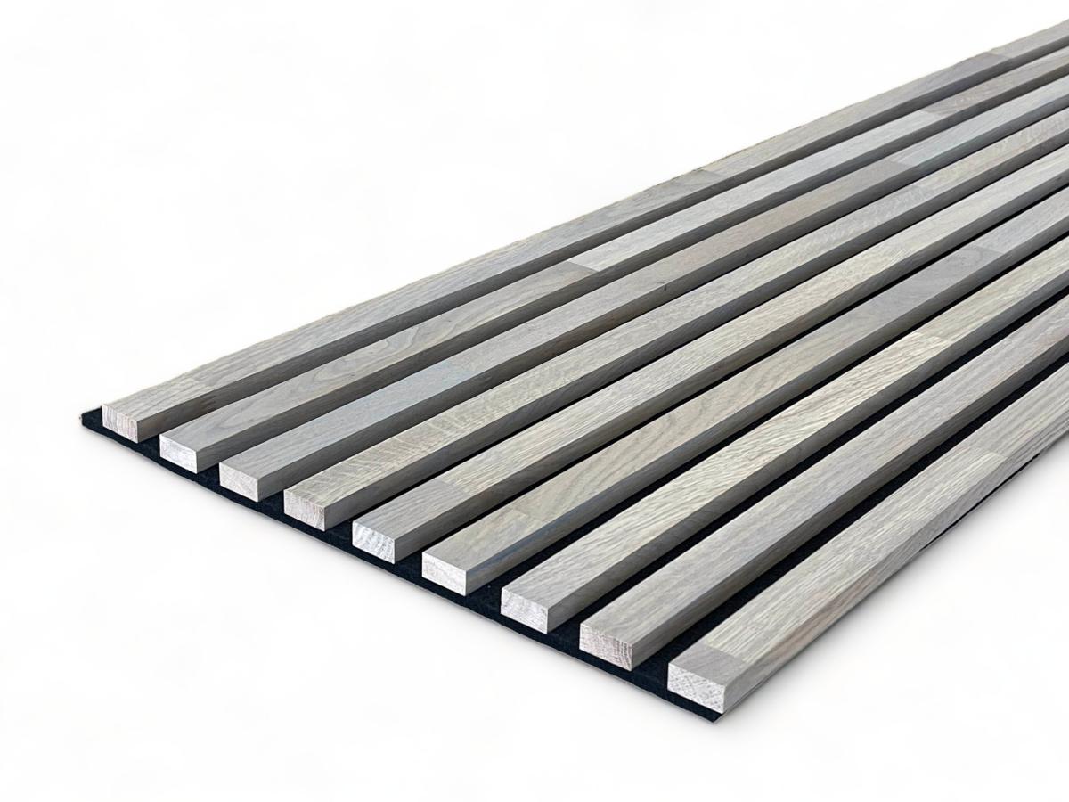 Panneaux acoustiques en bois massif 2600 x 400 mm Chêne naturel - Gris cendré