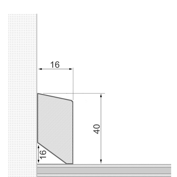 Plinthe en bois massif 40x16mm bord avant biseauté - chêne brut