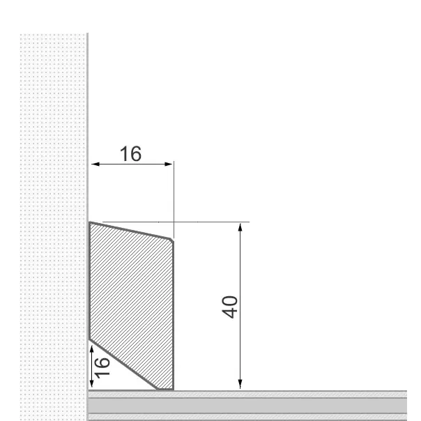 Massivholz-Sockelleiste 40x16mm abgeschrägt - Eiche roh