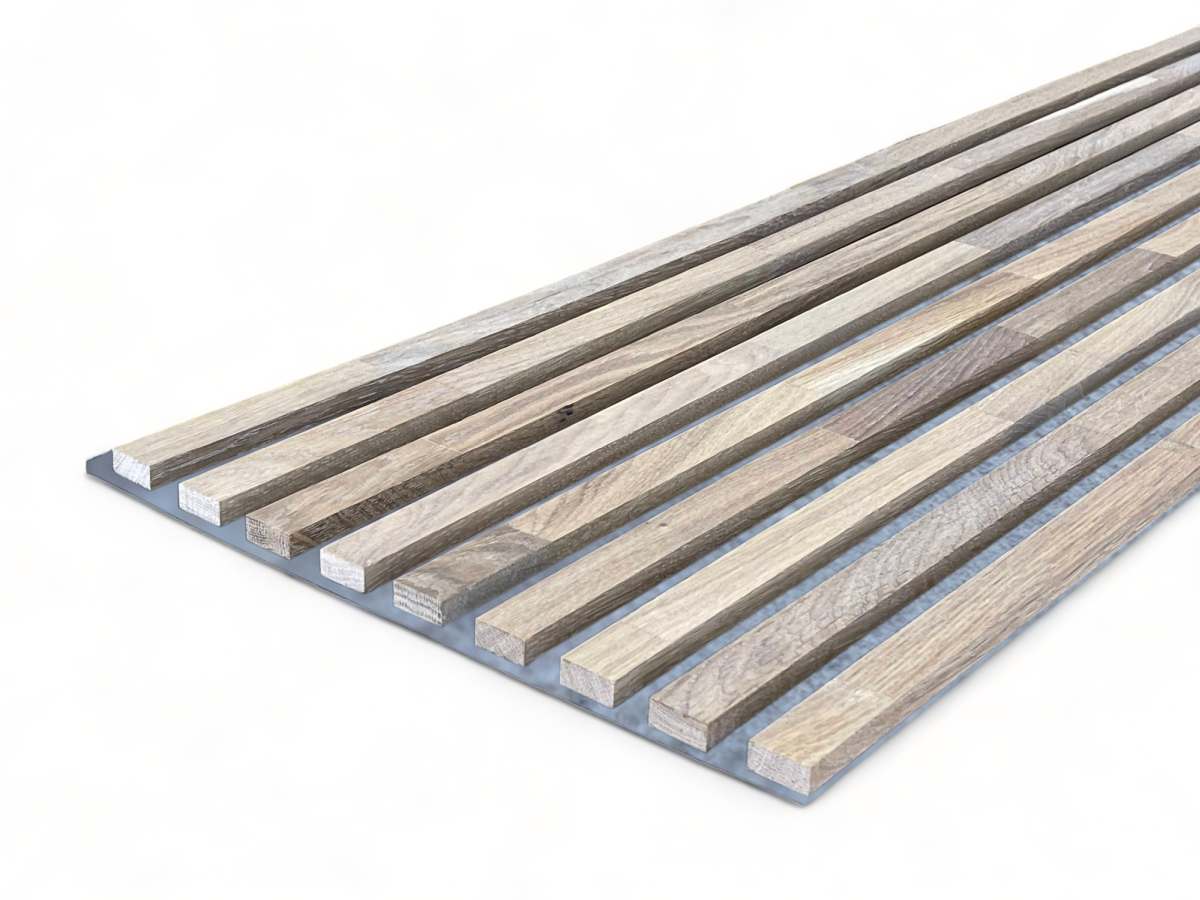 Panneaux acoustiques gris en bois massif 2600 x 400 mm chêne naturel - Blanc Tilleul