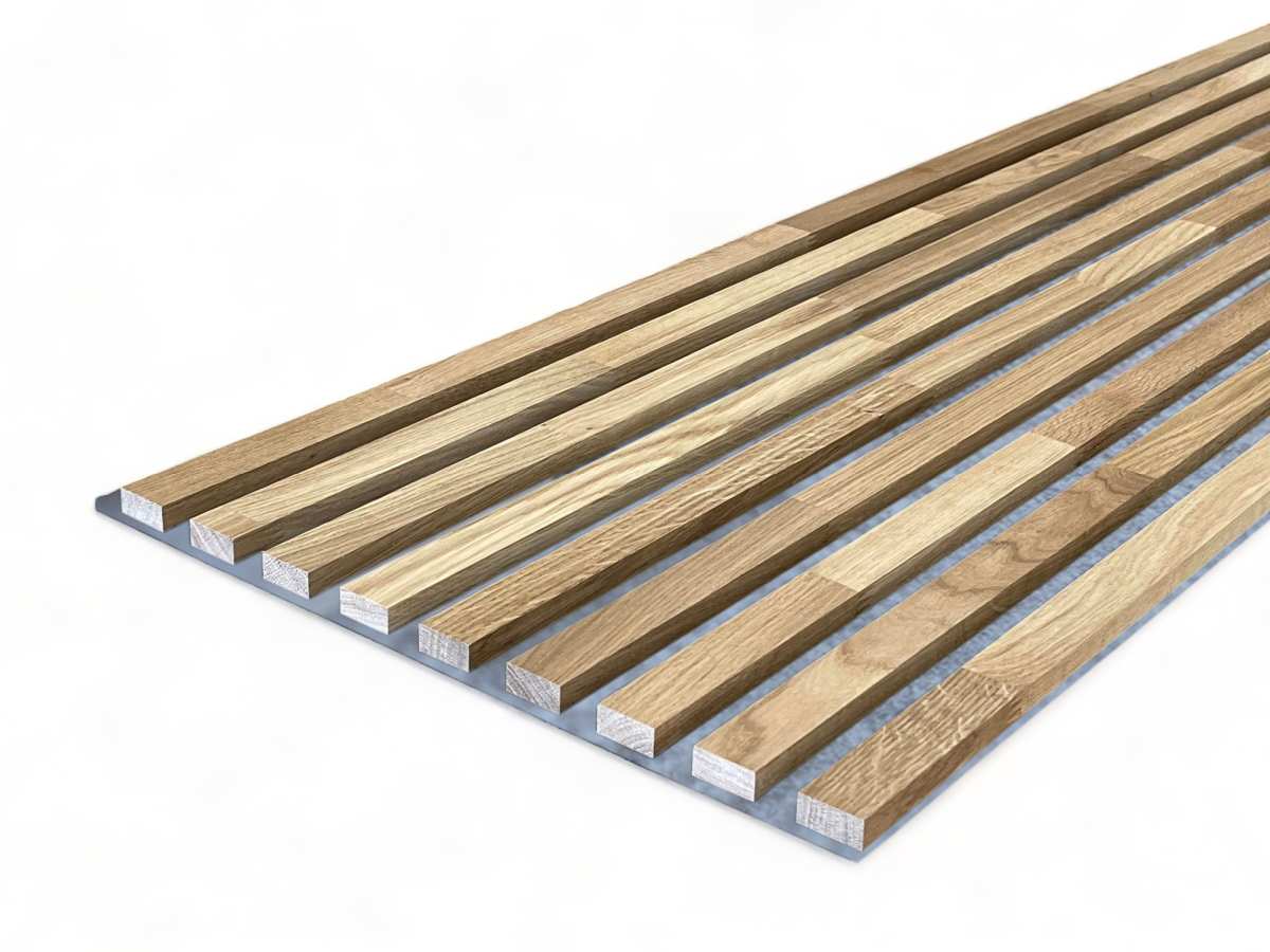 Panneaux acoustiques massifs gris 2600 x 400 mm chêne -  Huile-cire dure