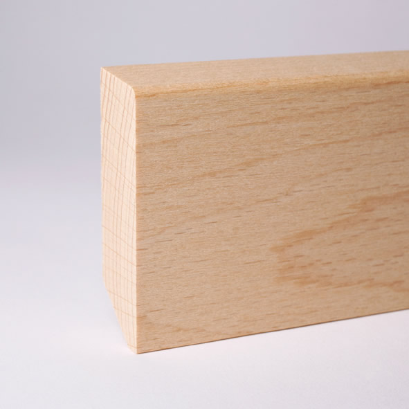 Plinthe en bois véritable avec à bord biseauté 40 mm hêtre naturel