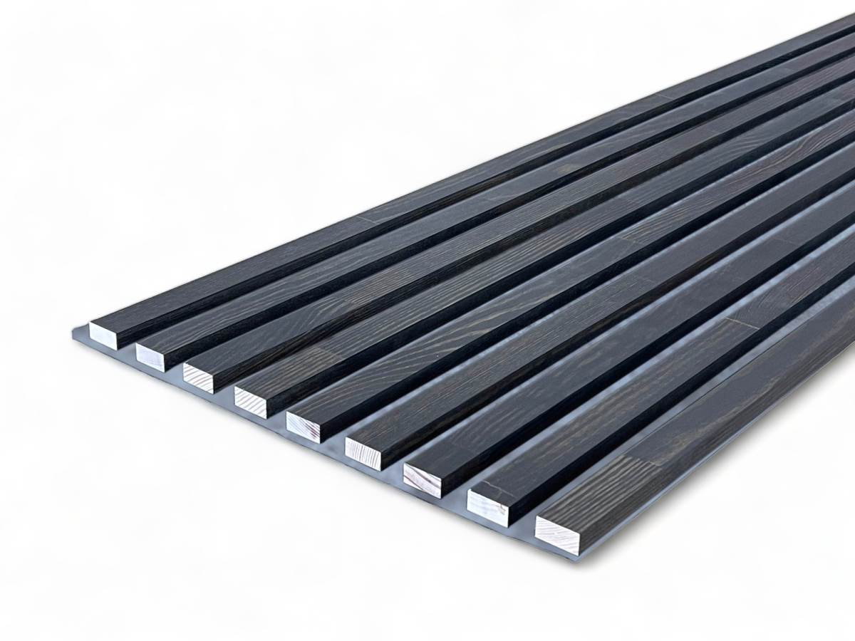 Acoustic+ Massivholz Akustikpaneel Grau 2600 x 400 mm - Kiefer - Midnight Black