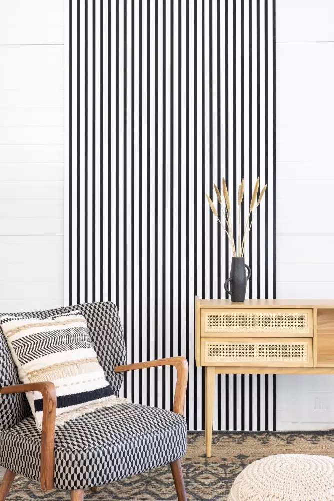 Akustikpaneel 2400 x 600 mm Weiß - Akustikfilz  Schwarz - Wandverkleidung