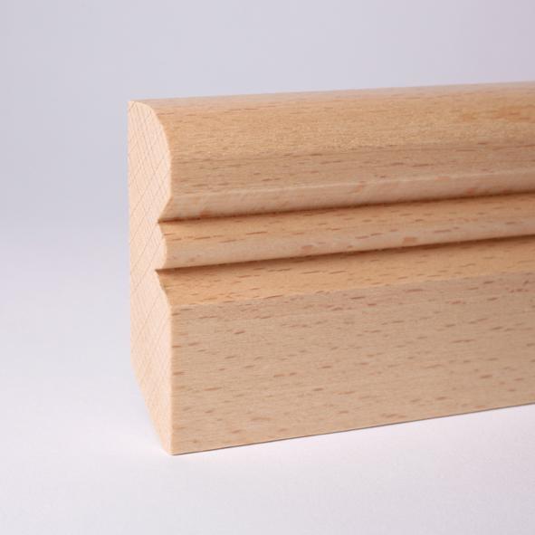 Plinthe en bois véritable profil Vieux Rhin 80mm hêtre laqué