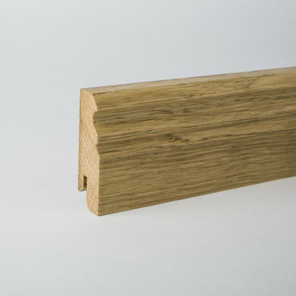 Plinthe en bois véritable profil Berlin 80mm chêne laqué