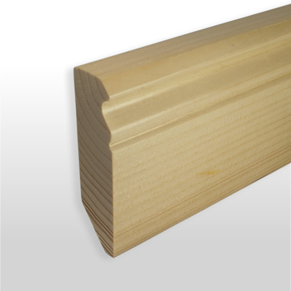 Plinthe en bois véritable profil Berlin 60 mm pin laqué
