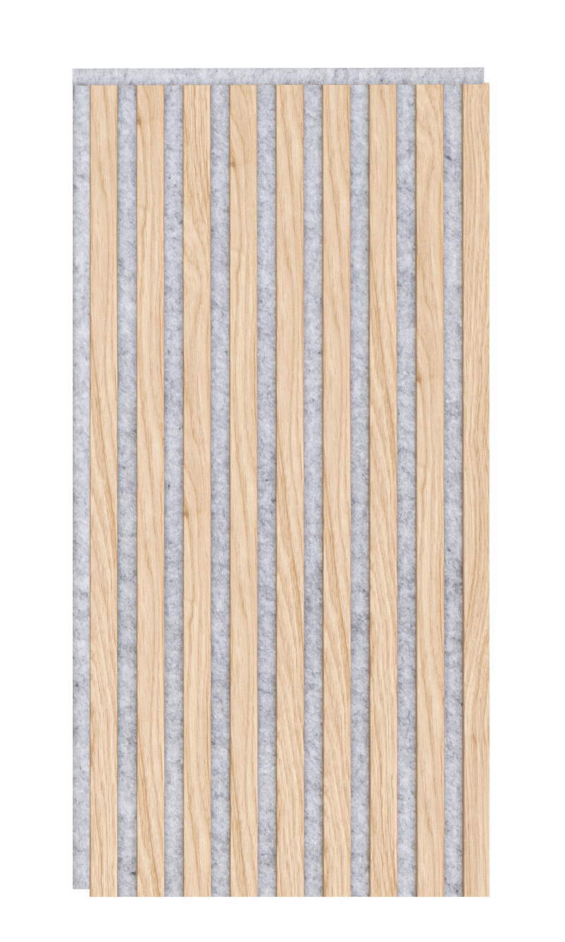 Acoustic+ Akustikpaneel Eiche Natur 800 x 400 mm - Akustikfilz Grau