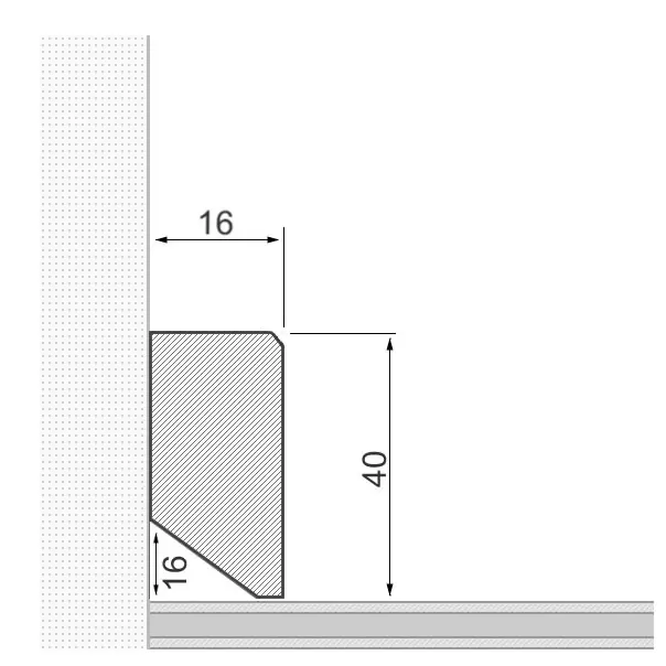Massivholz-Sockelleiste 40x16mm gefast - Eiche lackiert