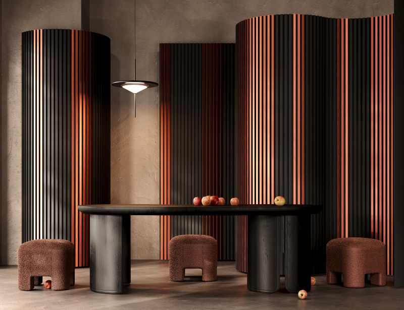 Acoustic+ Akustikpaneel Kupfer 2400 x 600 mm - Akustikfilz Schwarz