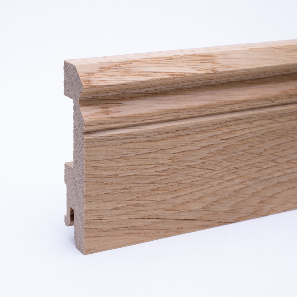 Plinthe en bois véritable profil Berlin 80 mm chêne laqué