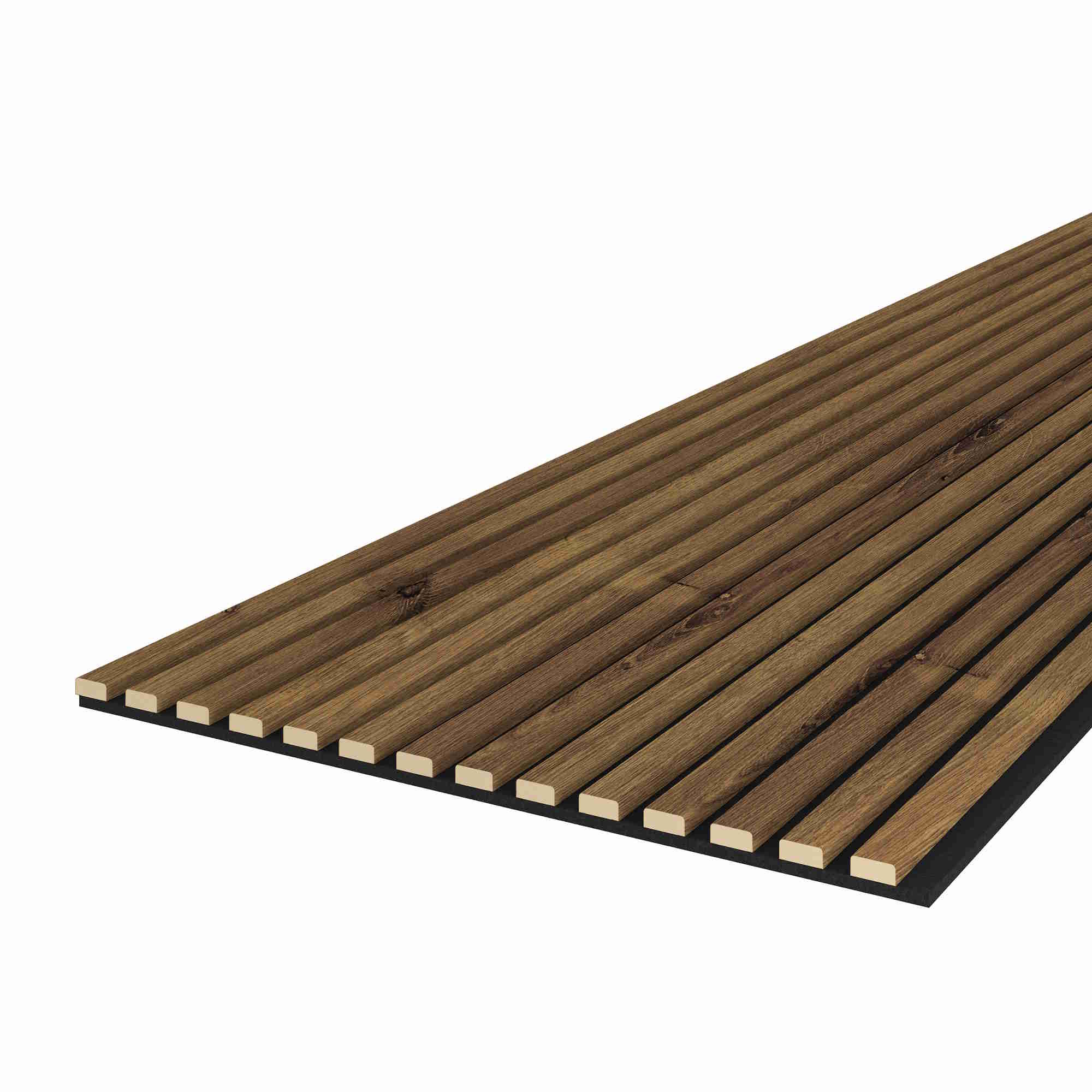 Acoustic+ Akustikpaneel Eiche Rustikal 2400 x 600 mm - Akustikfilz Schwarz