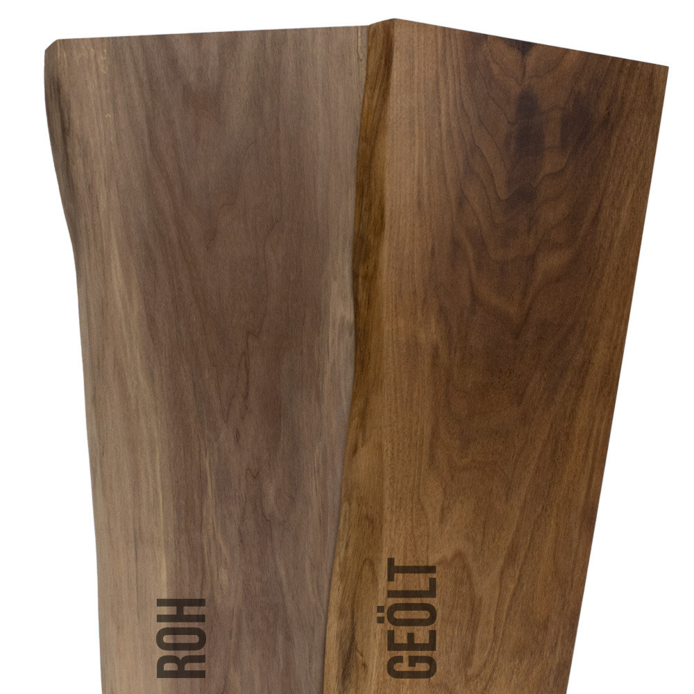 Planche en noyer 25 mm rustique bord d'arbre d'un côté - profondeur 20 cm