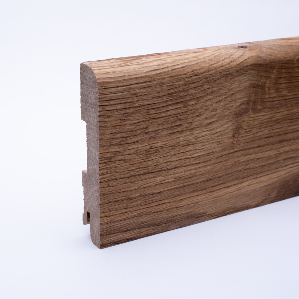 Plinthe en bois véritable avec arrondi bord avant 100mm chêne huilé