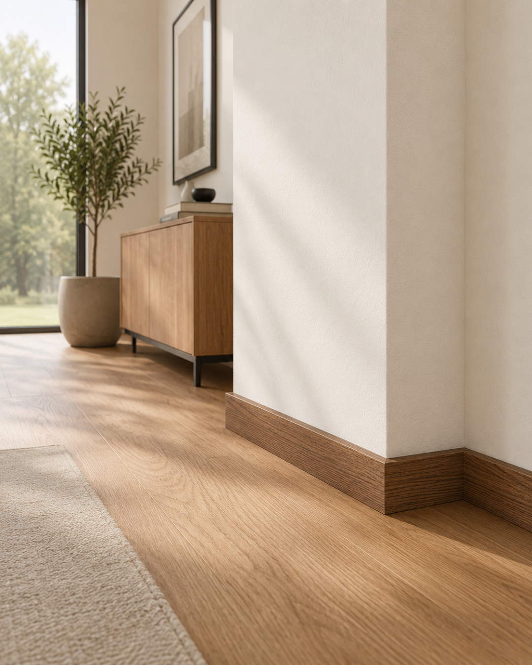 Rodapié con acabado tipo madera 60 mm, roble barnizado