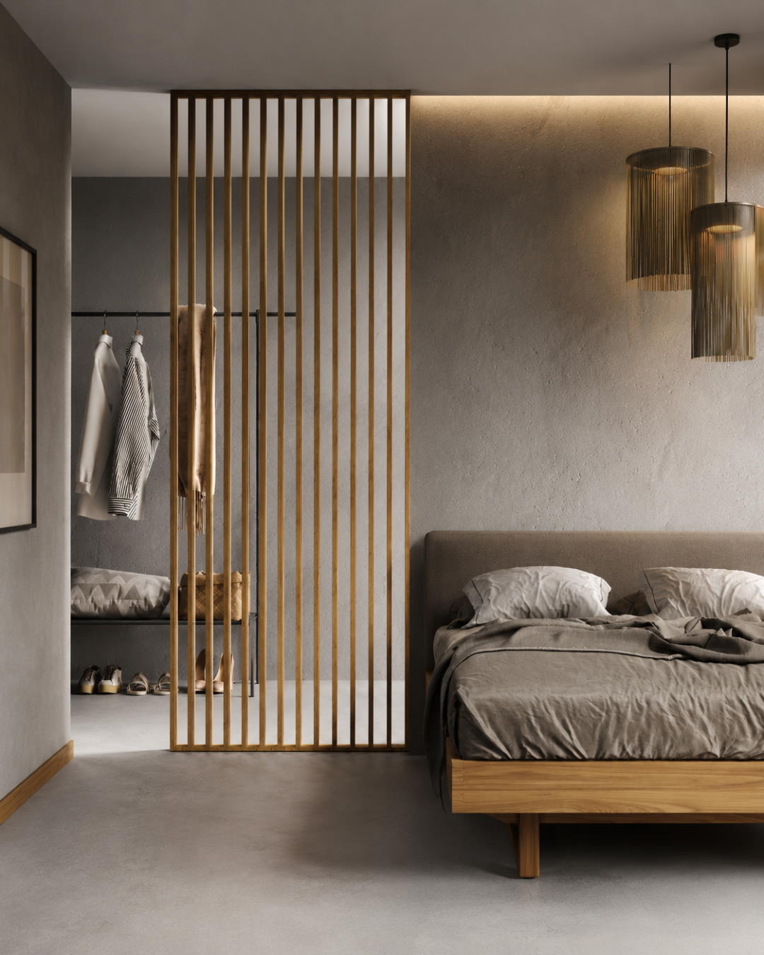 Separador de ambientes / pared de lamas 580 x 2750 x 65 mm Roble natural