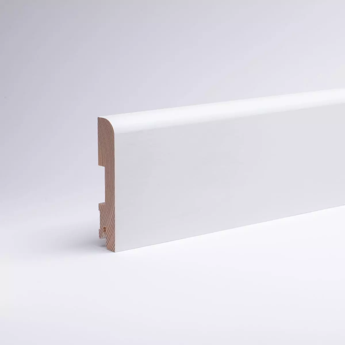 Massivholz-Sockelleiste 100 mm abgerundet RAL9016