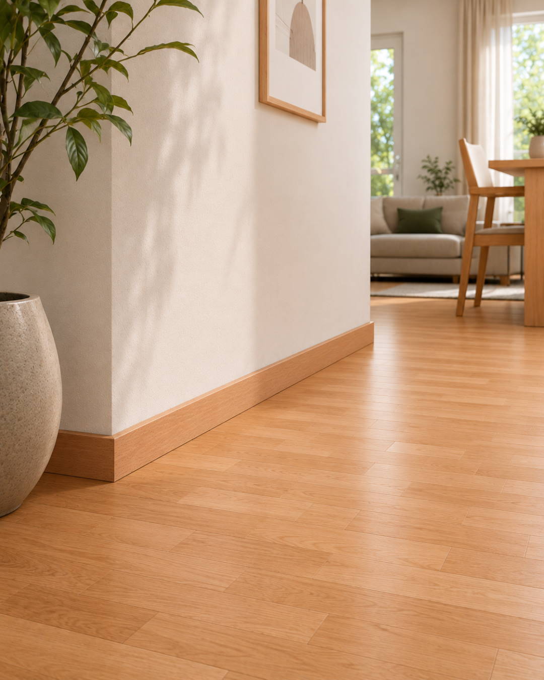 Rodapié con acabado tipo madera 60 mm, haya natural