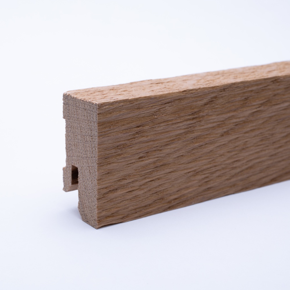 Plinthe en bois véritable carré 40 mm chêne laqué