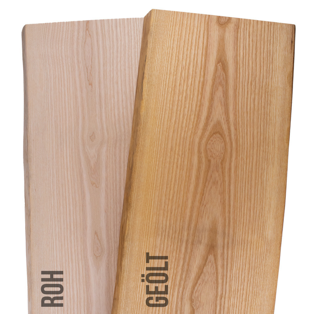 Plaque d'arbre, Frêne 40mm massif avec chant en forme d'arbre - 18-25 cm