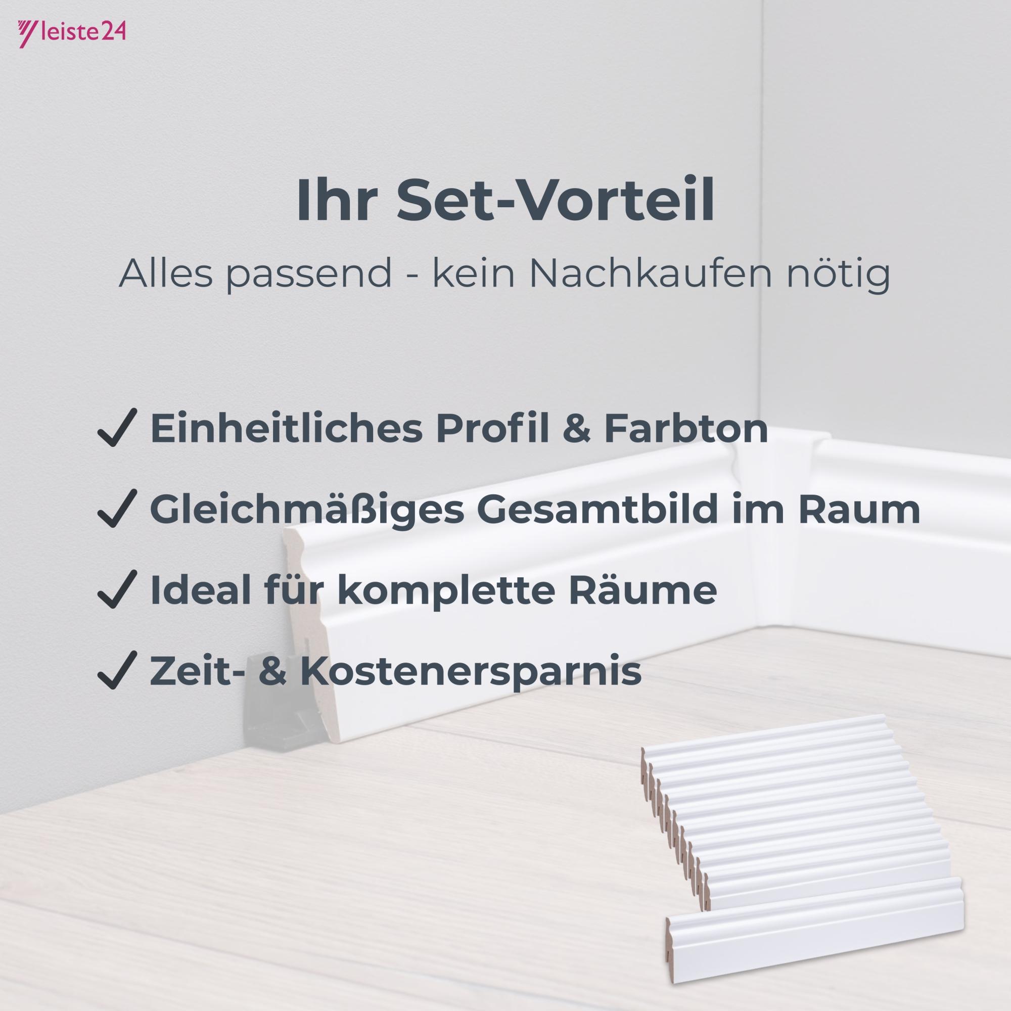 Aktionspaket 31,2 Meter Sockelleisten Berliner Profil 60 mm Weiß
