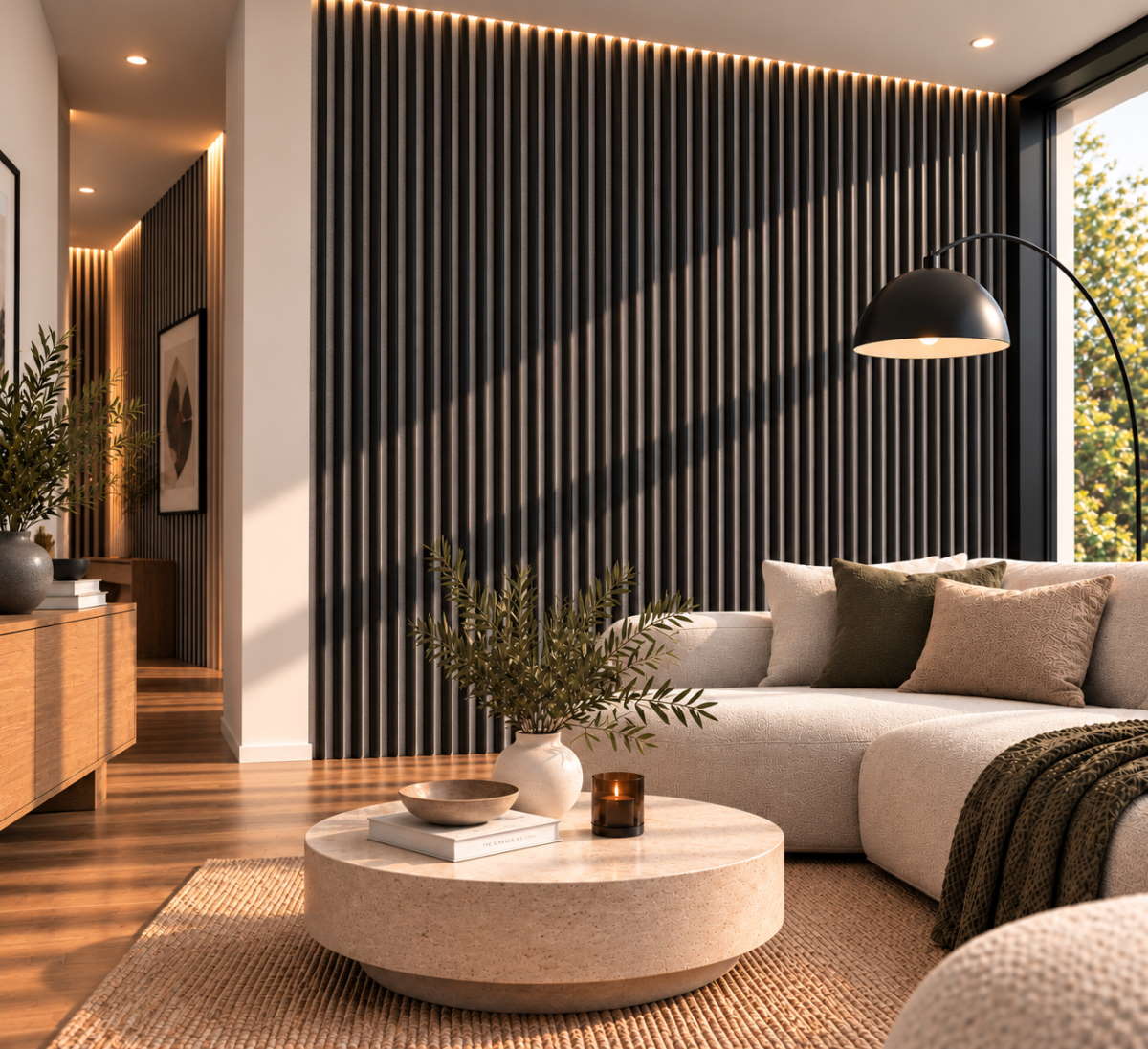 Pannello acustico WAVE 2600 x 400 mm - Feltro acustico grigio - Black