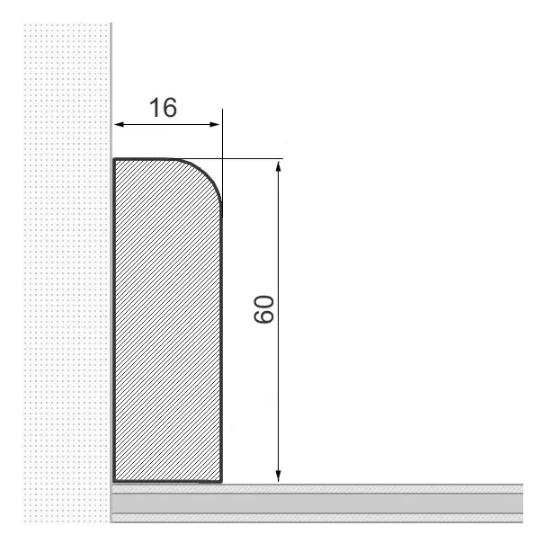 Massivholz-Sockelleiste 60x16mm abgerundet - Eiche geölt