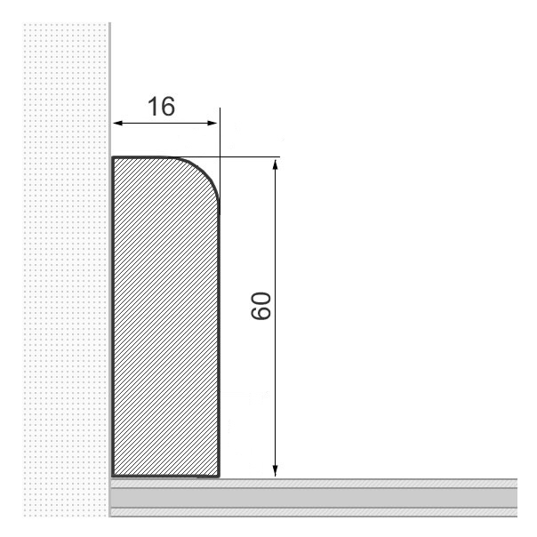 Plinthe en bois massif 60x16mm arrondie - chêne laqué