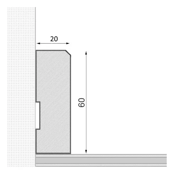 Massivholz-Sockelleiste 60mm gefaste Vorderkante - Eiche gebürstet und lackiert