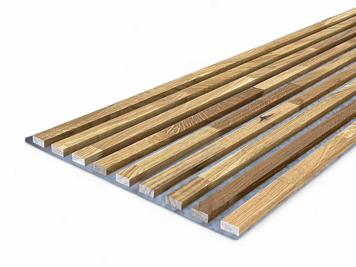 Massivholz Akustikpaneele Grau 2600 x 400 mm Eiche natur - geölt