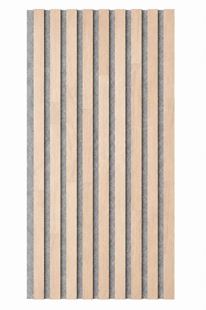 Panel acústico de madera maciza Acoustic+ Gris 2600 x 400 mm - Roble natural - Cotton White