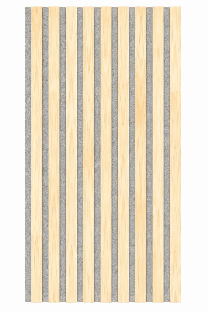 Panel acústico de madera maciza Acoustic+ Gris 2600 x 400 mm - Pino - Cotton White