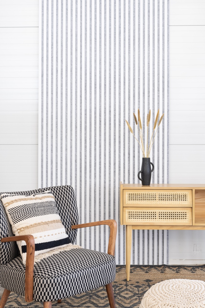 Acoustic+ Akustikpaneel Weiß 2400 x 600 mm - Akustikfilz Grau