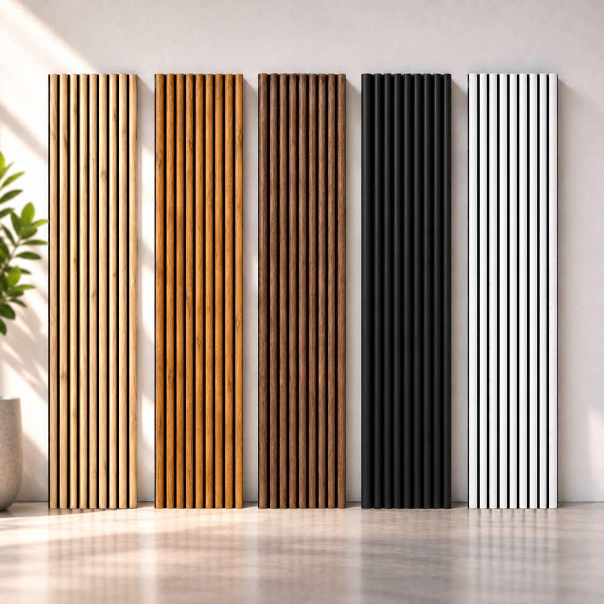 Pannello acustico WAVE 2600 x 400 mm - Feltro acustico nero - Rovere rustico
