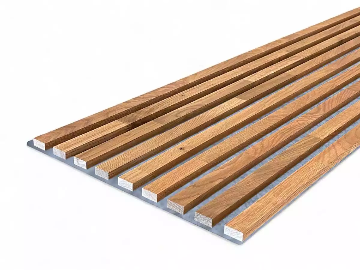 Massivholz Akustikpaneele Grau 2600 x 400 mm Eiche natur - Safran Red