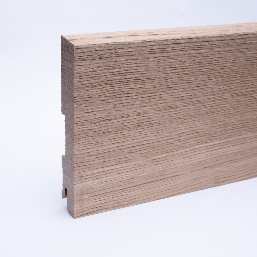 Rodapié de madera maciza borde delantero biselado 120 mm, roble crudo