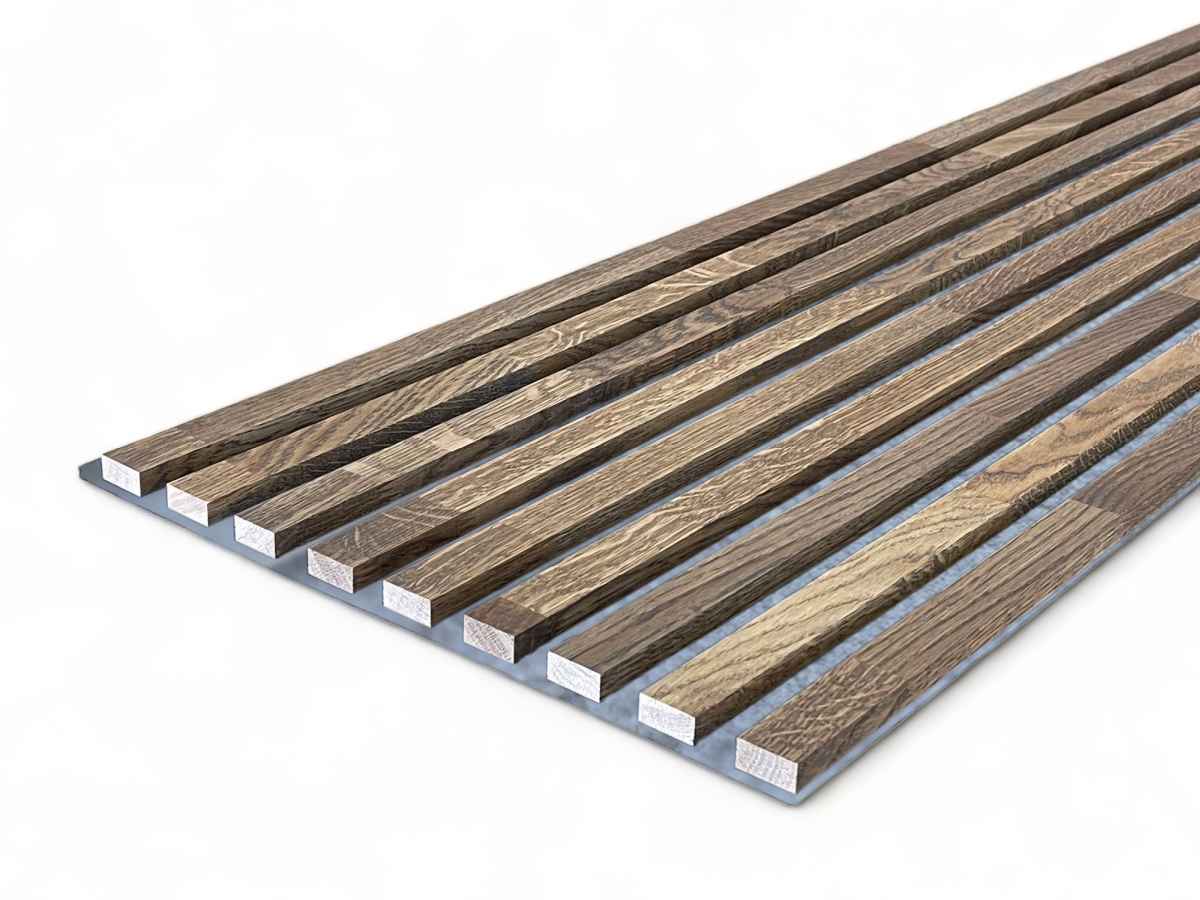 Panneaux acoustiques gris en bois massif 2600 x 400 mm chêne naturel - Barrique
