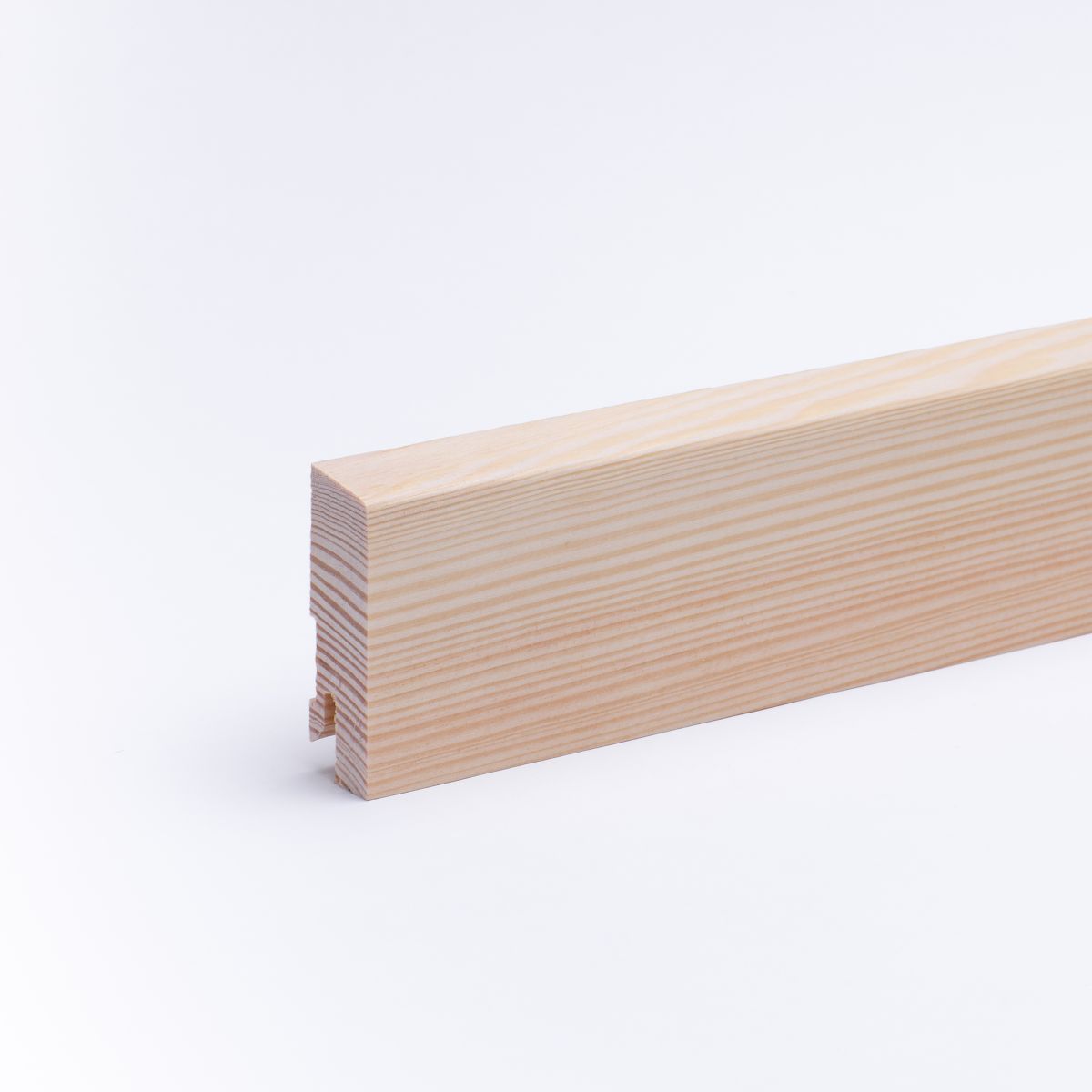 Plinthe en bois véritable avec à bord biseauté 60 mm pin huilé